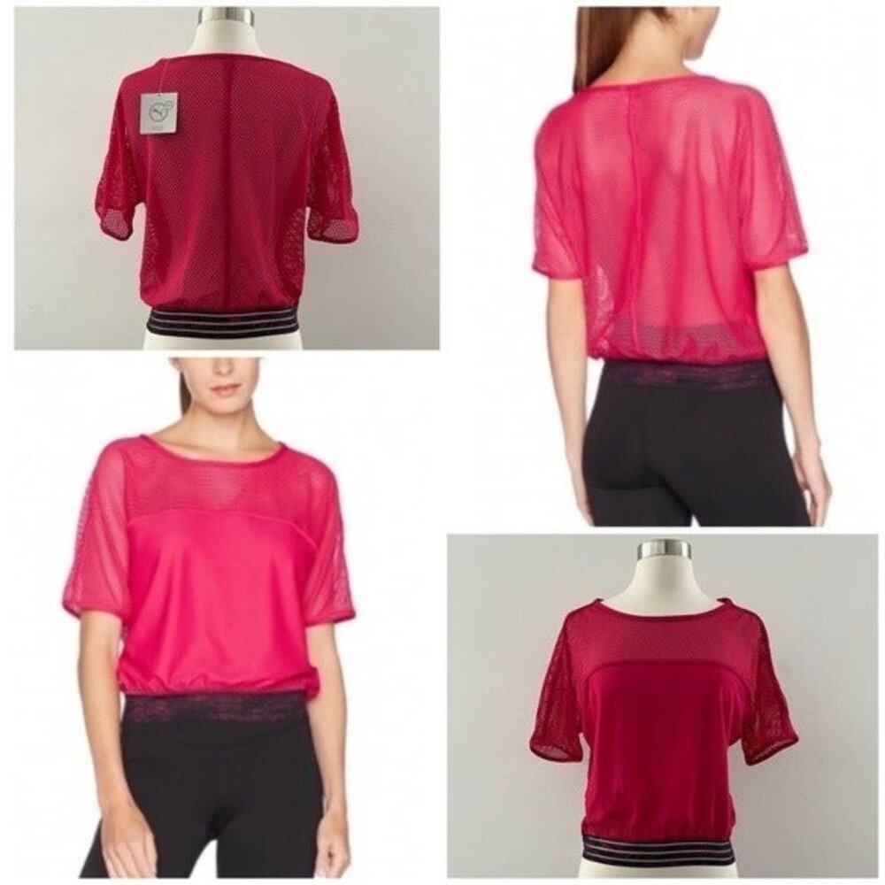 Puma Explosive Mesh Top Women's XS Pink Cutout Breathable Athletic Sporty NEW